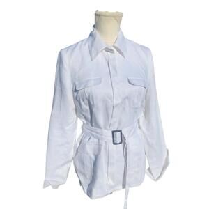 Valerie Stevens. White Belted Linen Blazer. Size: 4